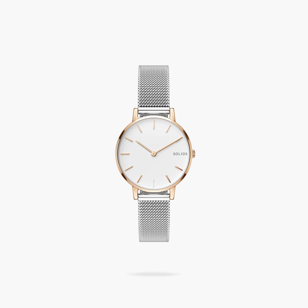 The Solar Mini | White Dial - Rose Gold Case