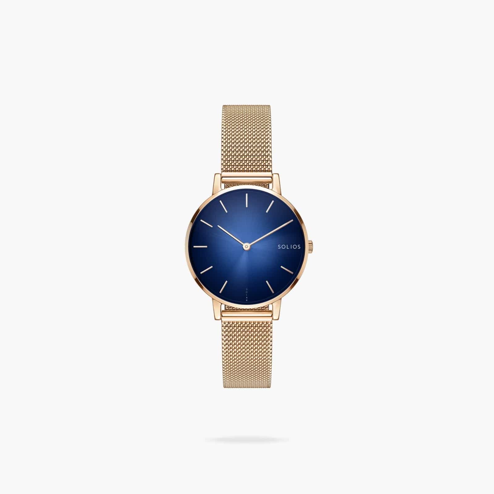 The Solar Mini | Blue Dial - Rose Gold Case