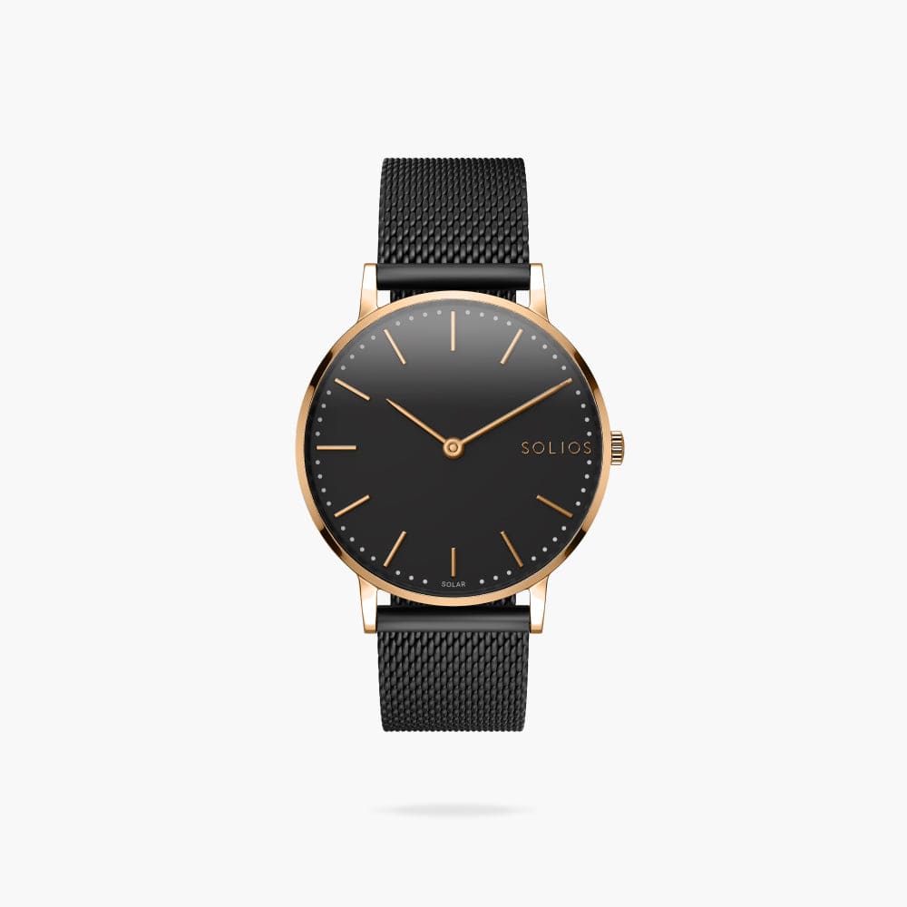 The Solar Classic | Black Dial - Rose Gold Case