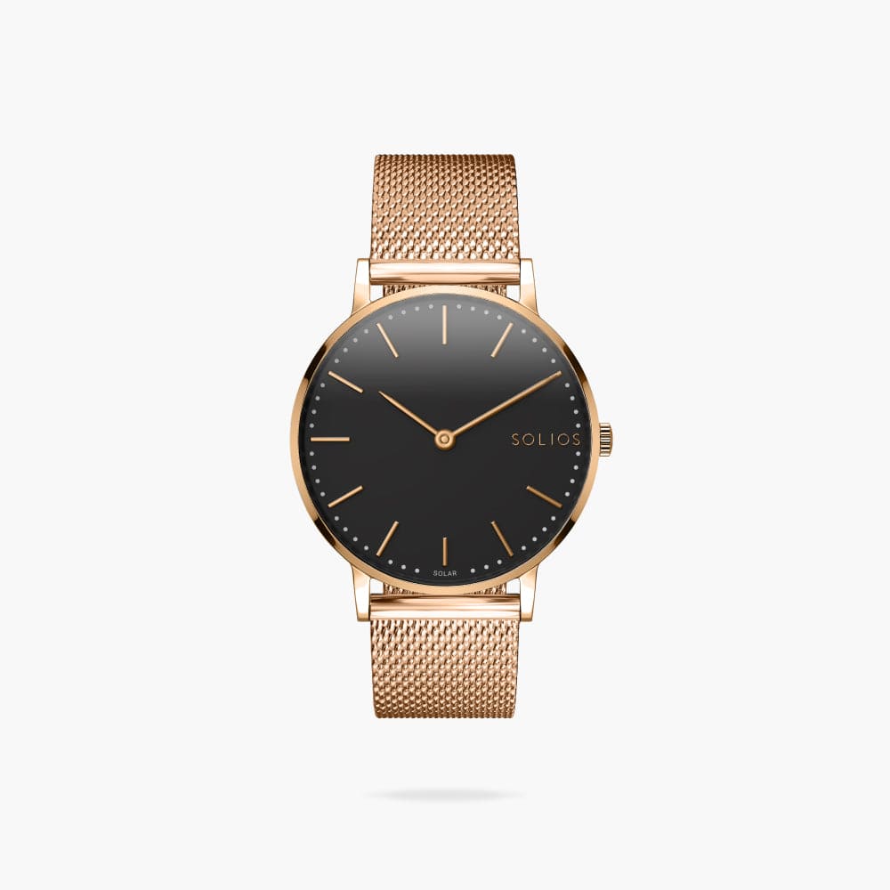 The Solar Classic | Black Dial - Rose Gold Case