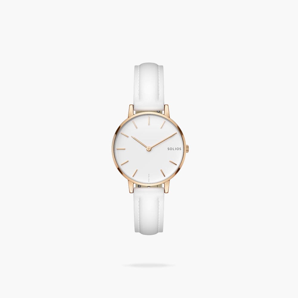 The Solar Mini | White Dial - Rose Gold Case