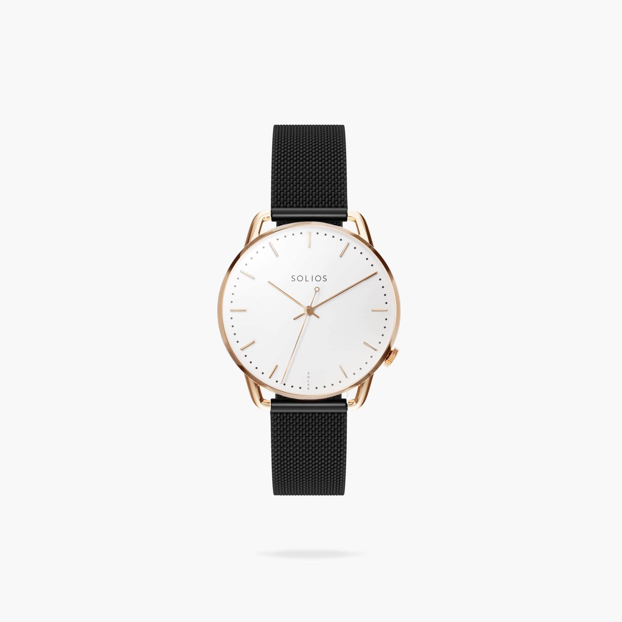The Solar Curve Mini | White Dial - Rose Gold Case