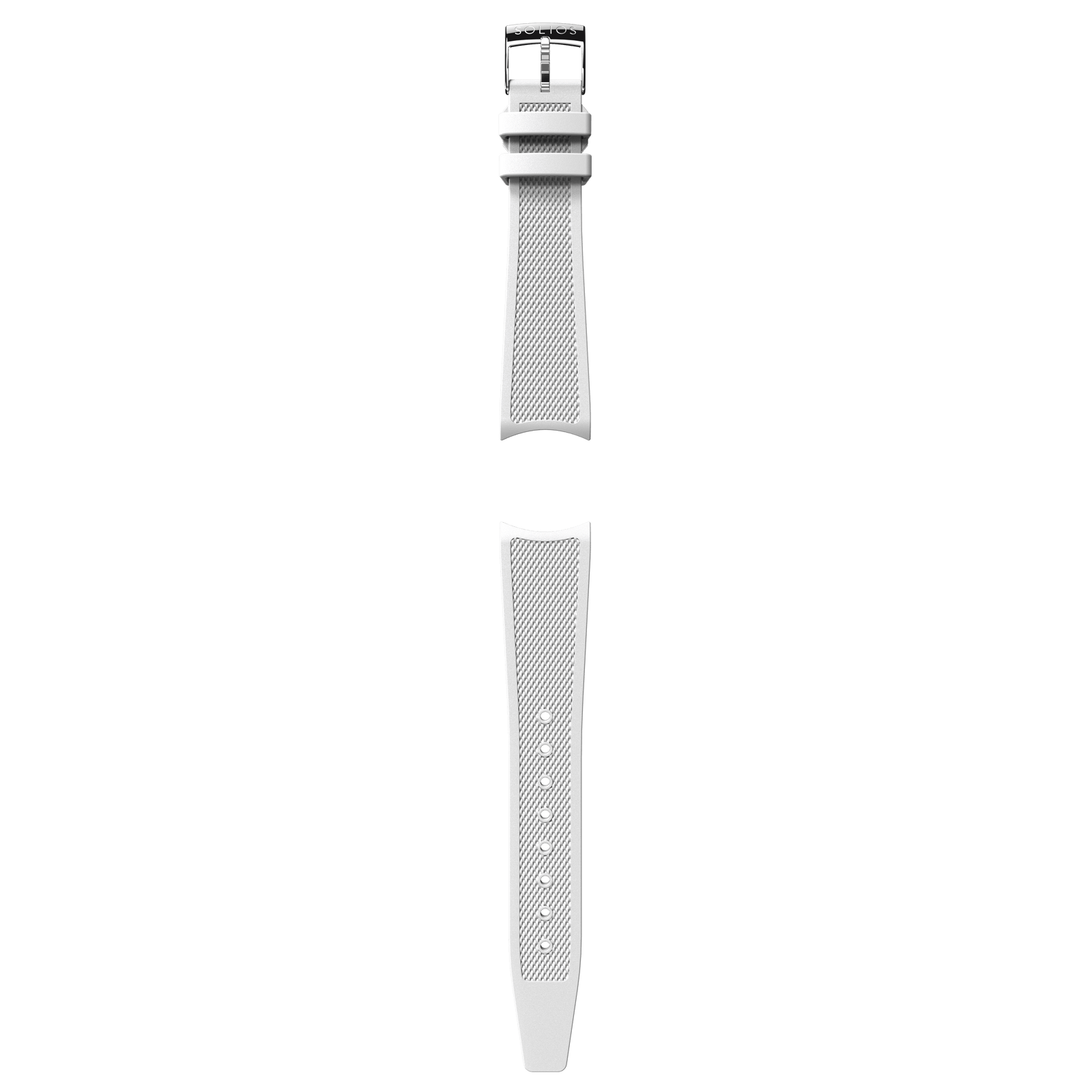 White natural rubber strap in two pieces from Solios with a silver buckle