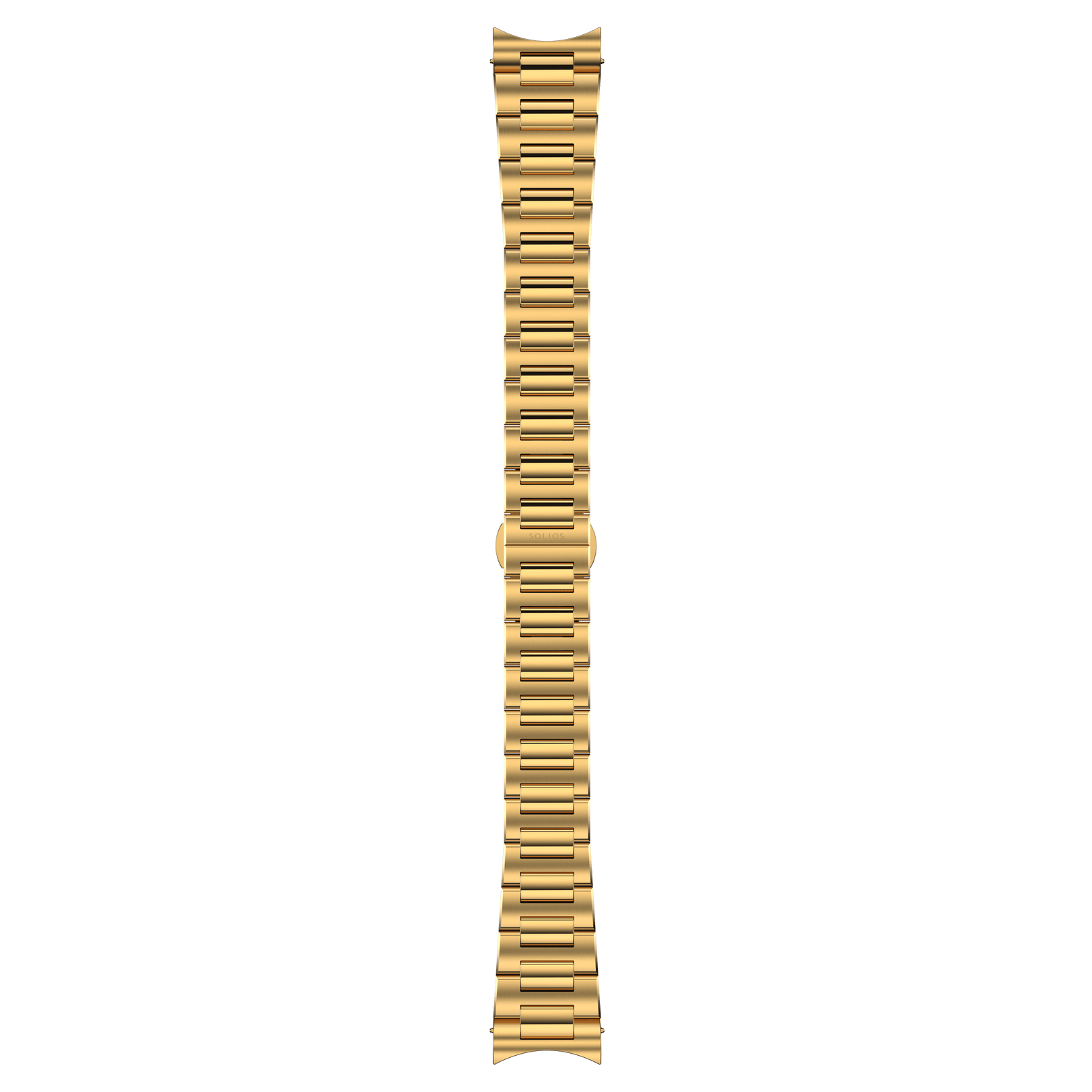 Complete view of a golden metal bracelet for the Solios Sunseeker watch.