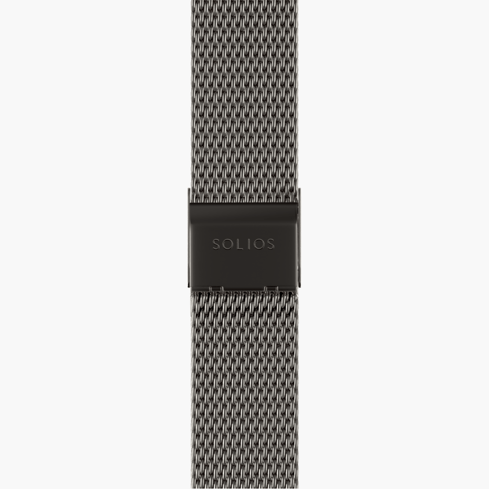 Bottom view of the clasp of the stainless steel mesh strap from Solios