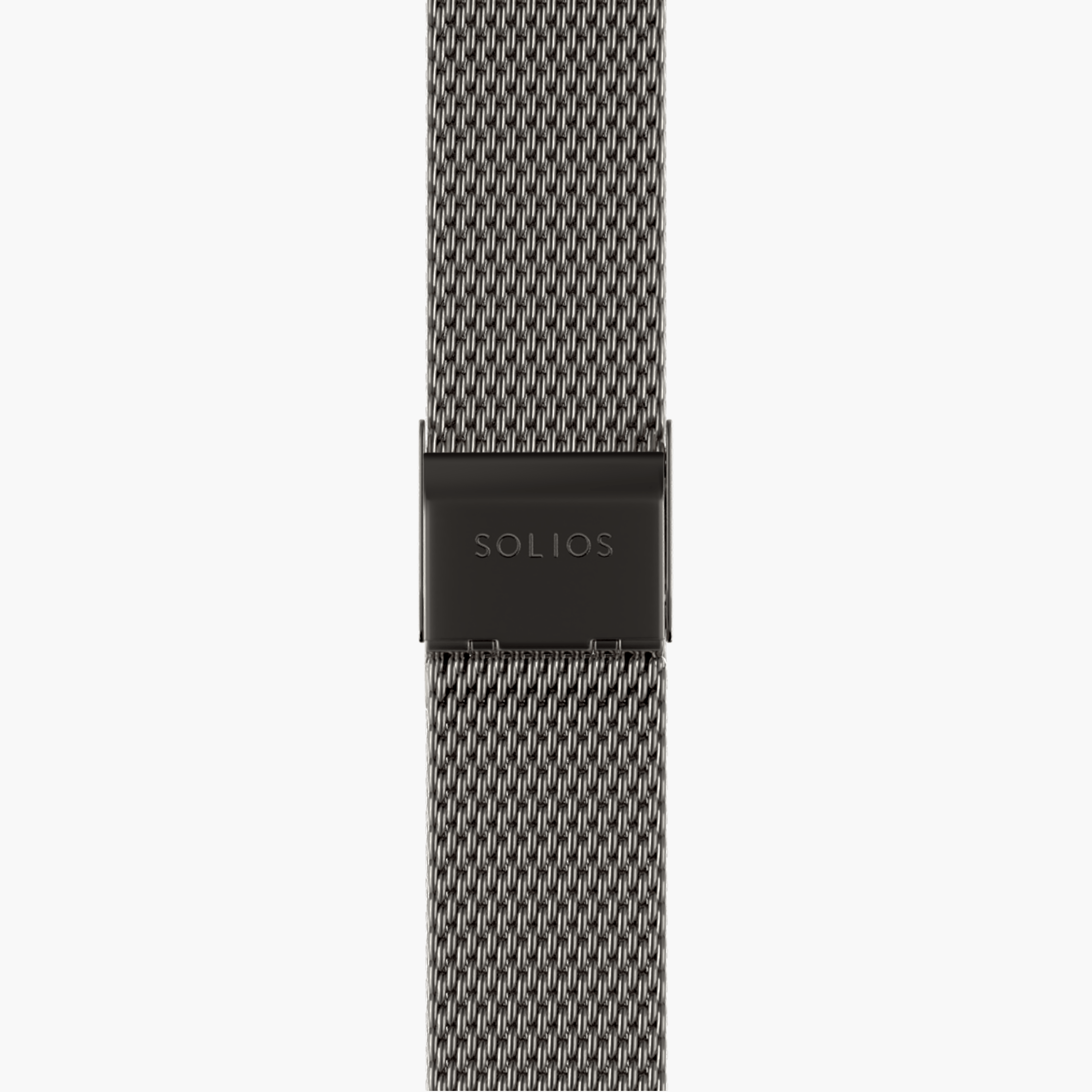 Bottom view of the clasp of the stainless steel mesh strap from Solios