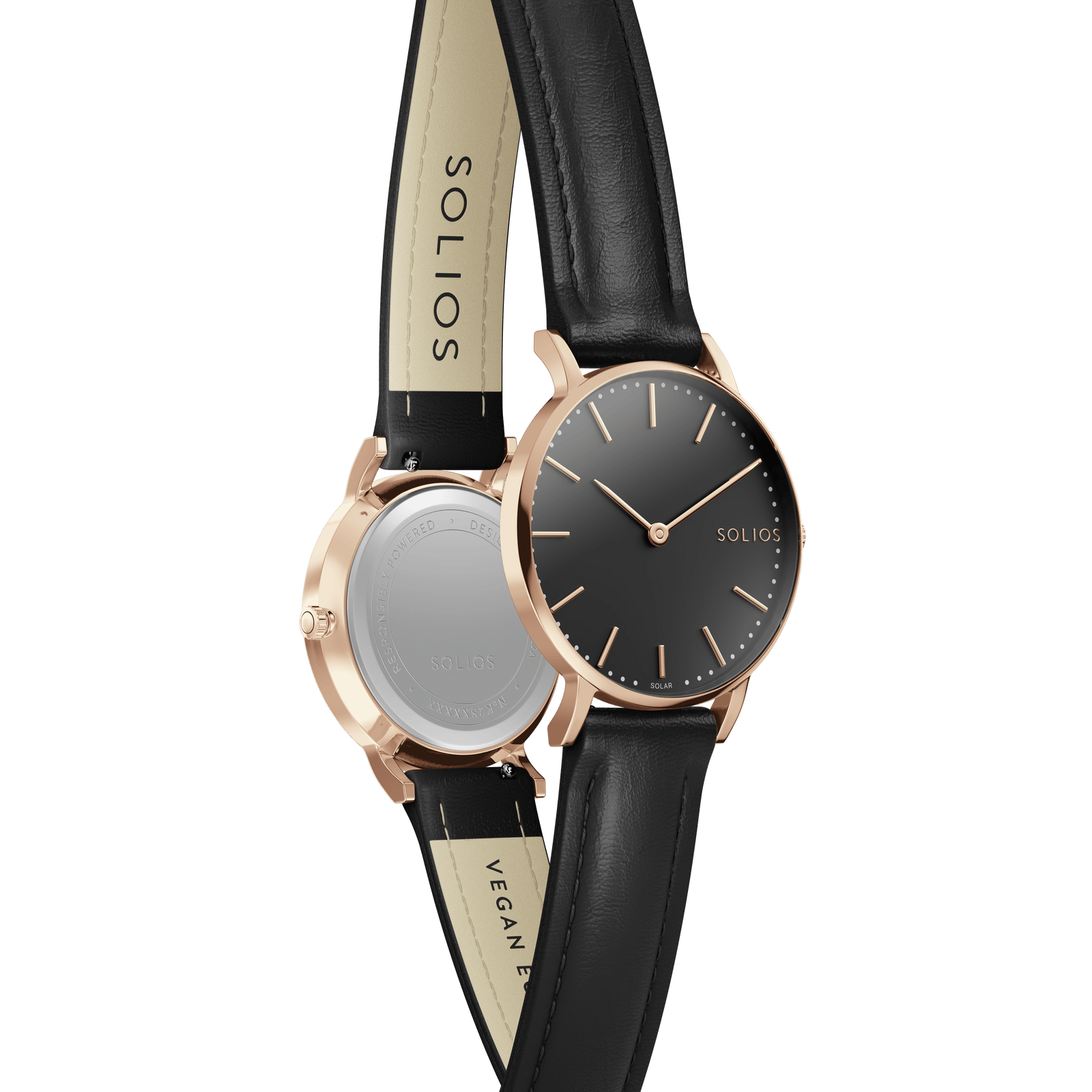 La Solar Classic | Cadran Noir - Boîtier Or Rose