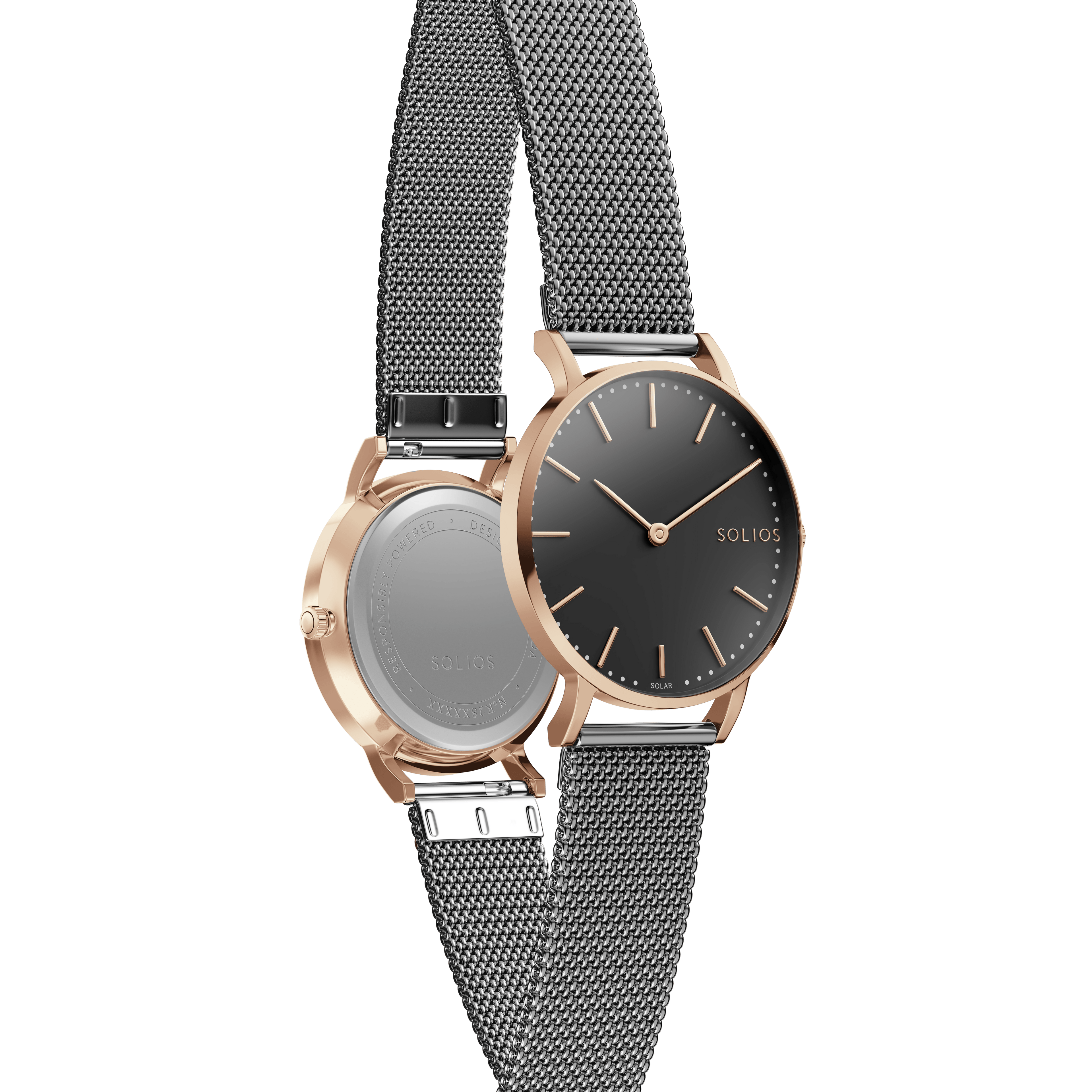 The Solar Classic | Black Dial - Rose Gold Case