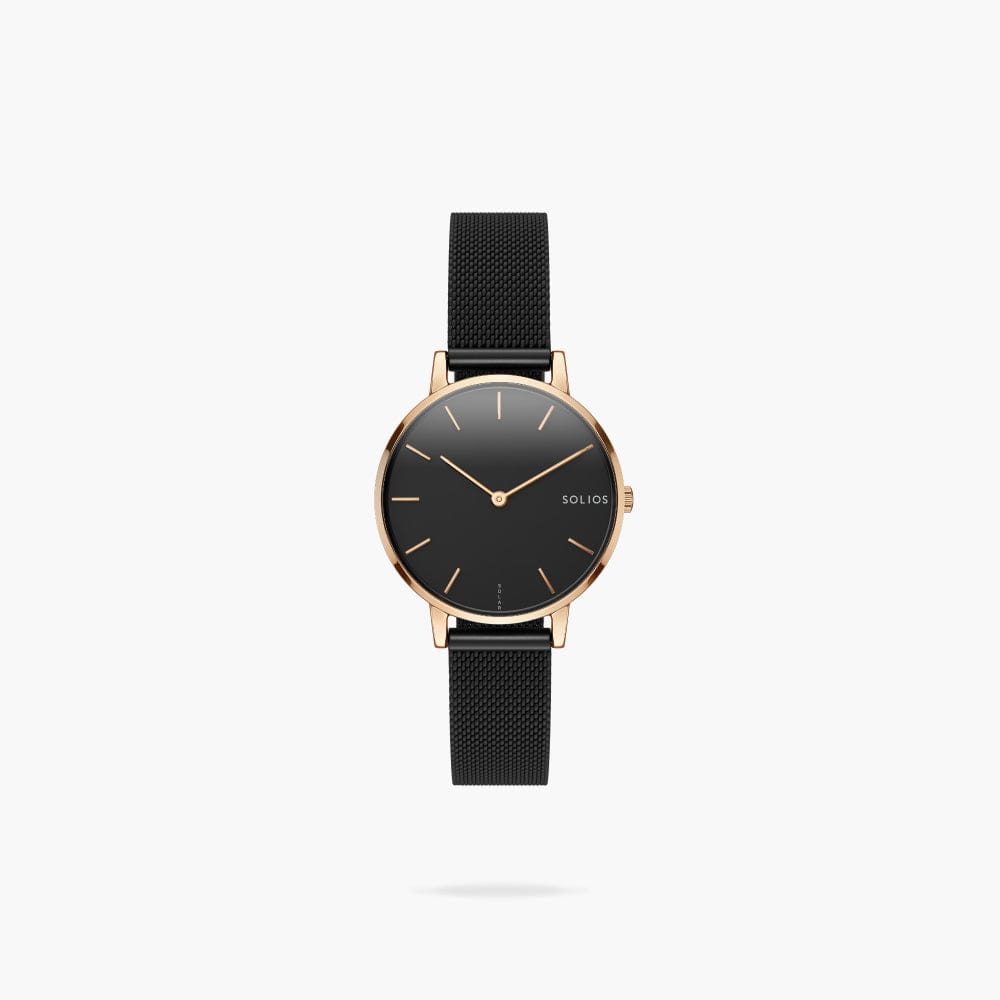 The Solar Mini | Black Dial - Rose Gold Case