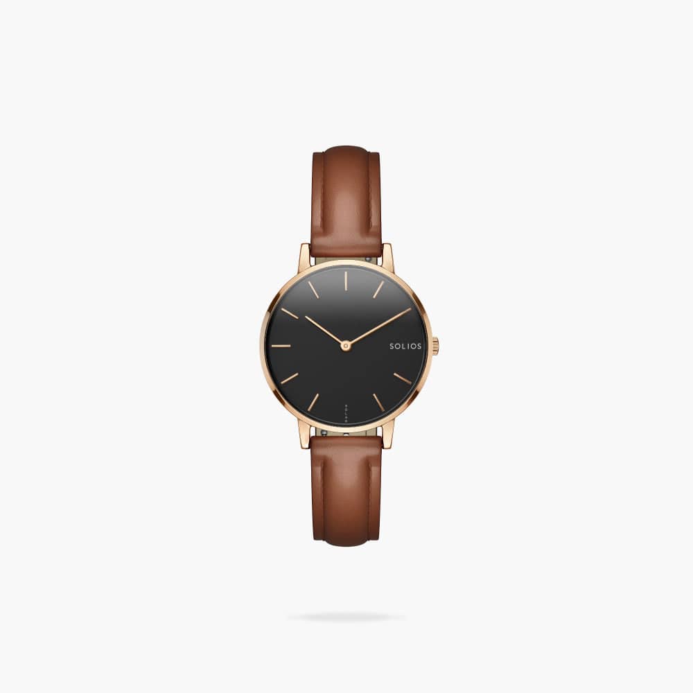 The Solar Mini | Black Dial - Rose Gold Case