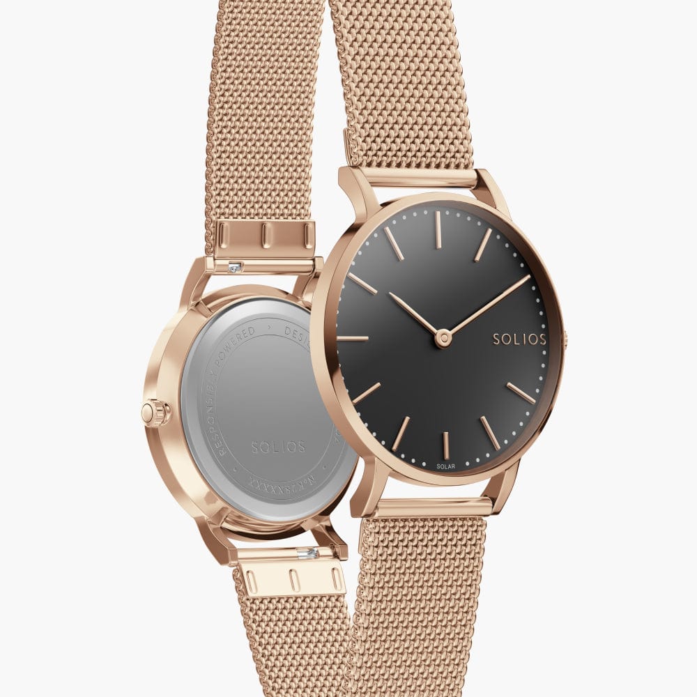 La Solar Classic | Cadran Noir - Boîtier Or Rose