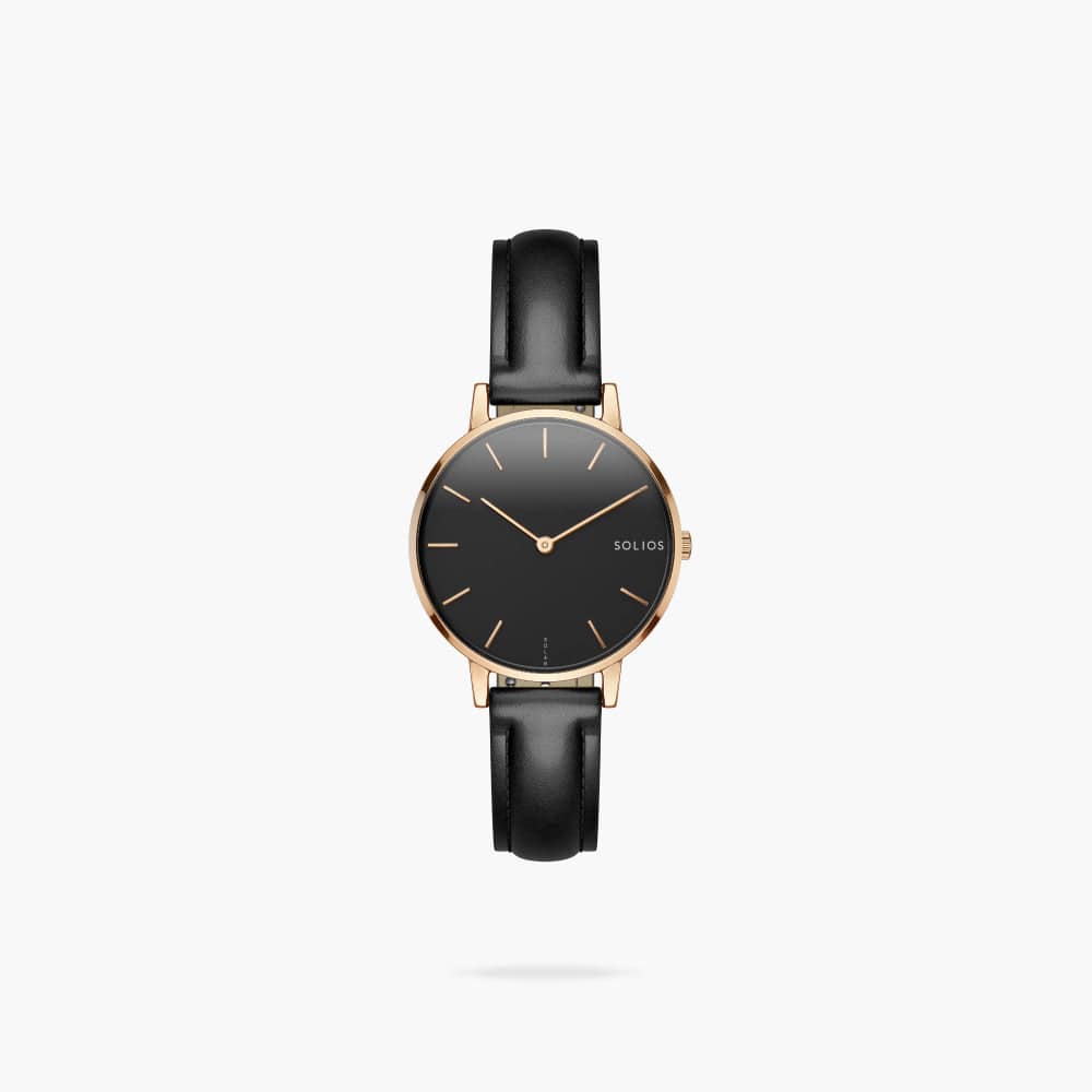 The Solar Mini | Black Dial - Rose Gold Case