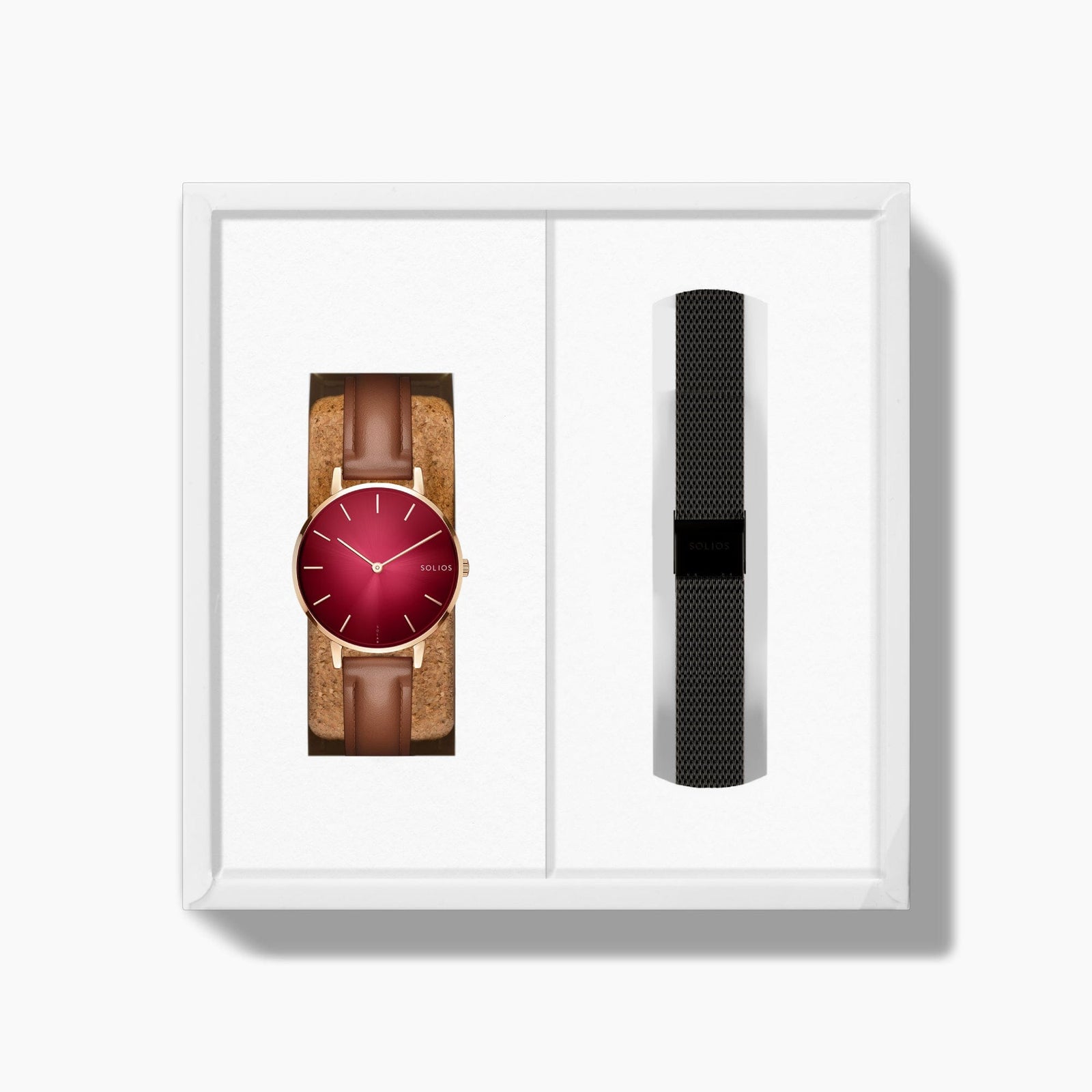The Solar Mini Bundle | Red Dial - Rose Gold Case