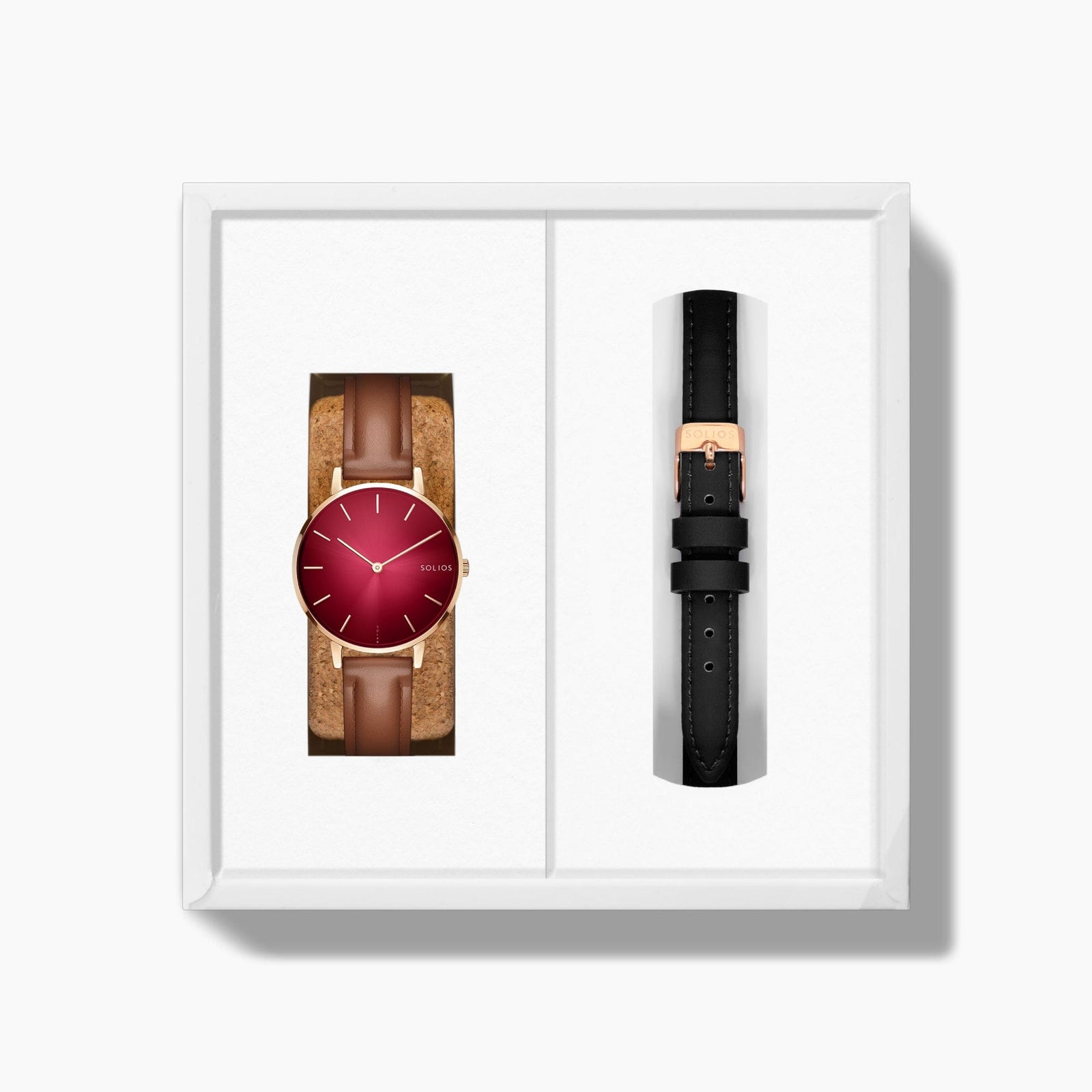 The Solar Mini Bundle | Red Dial - Rose Gold Case