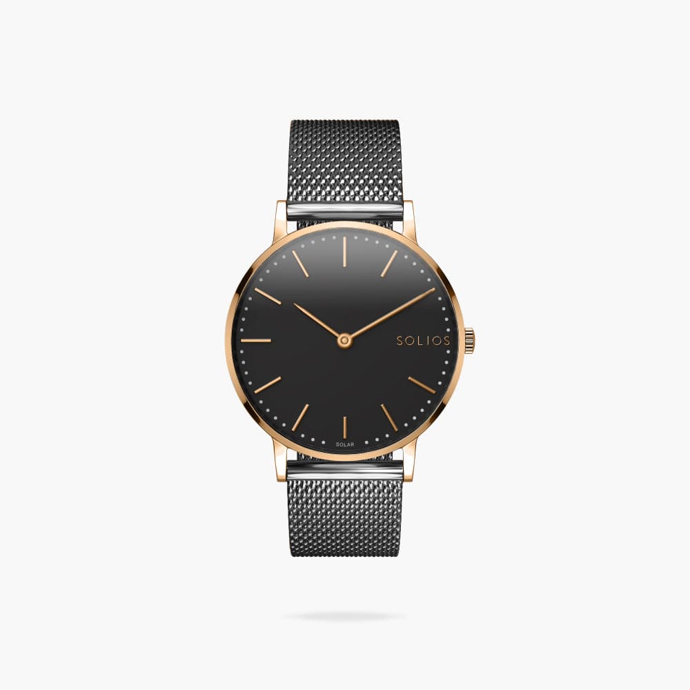 The Solar Classic | Black Dial - Rose Gold Case