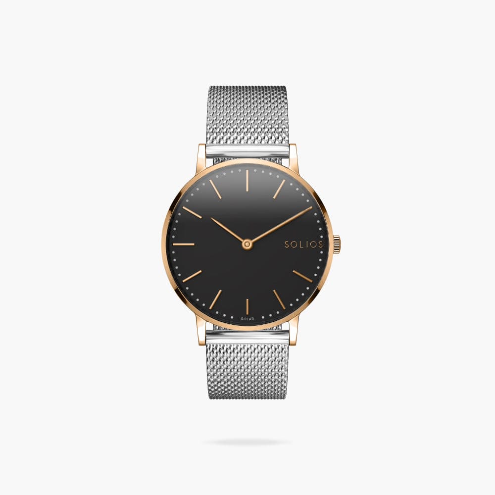 The Solar Classic | Black Dial - Rose Gold Case