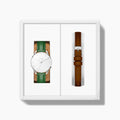 32mm / Green Vegan Leather - Brown Vegan Leather