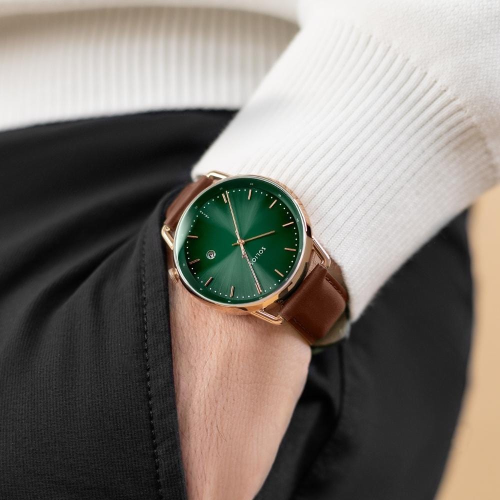 The Solar Curve | Green Dial - Rose Gold Case