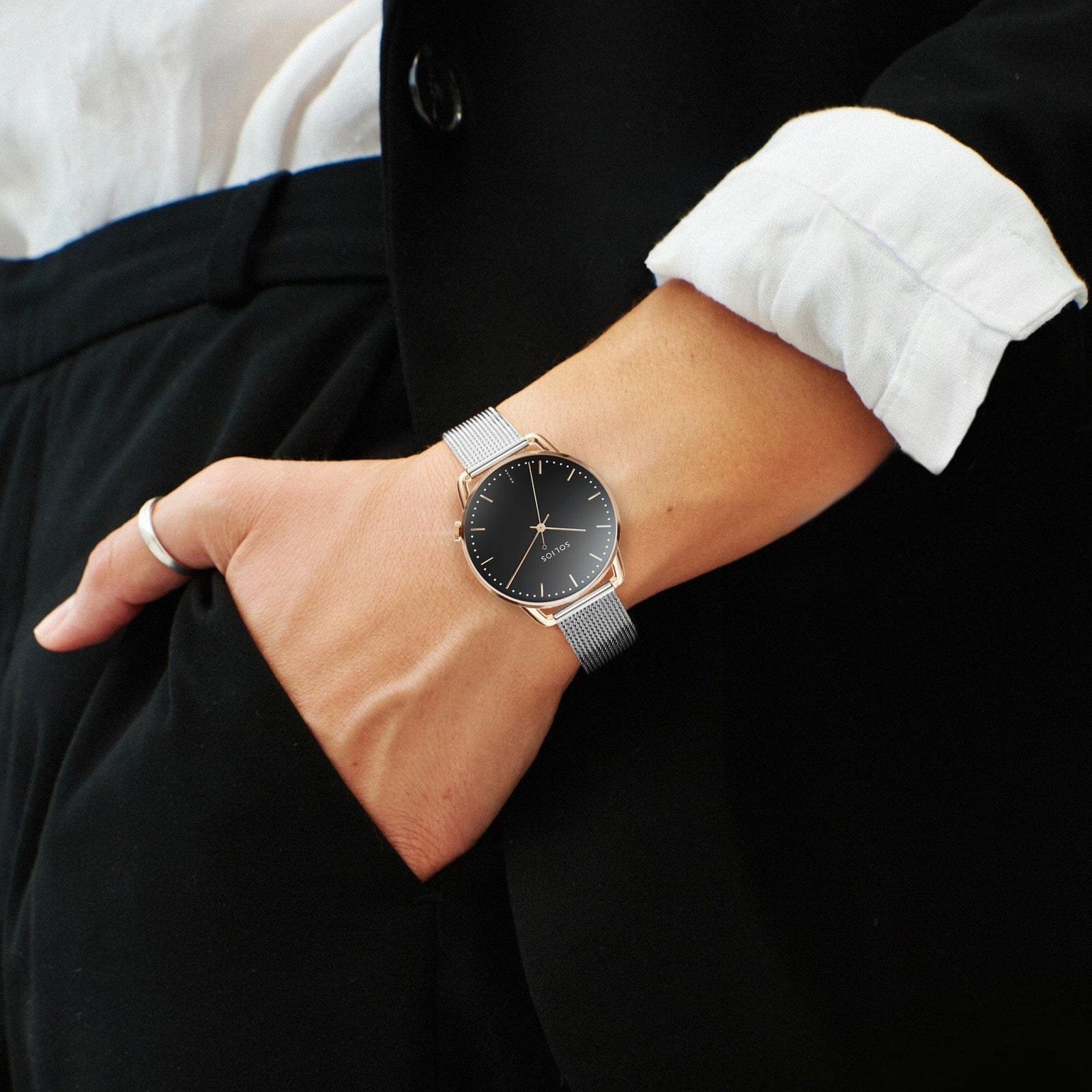La Solar Curve Mini | Cadran Noir - Boîtier Or Rose