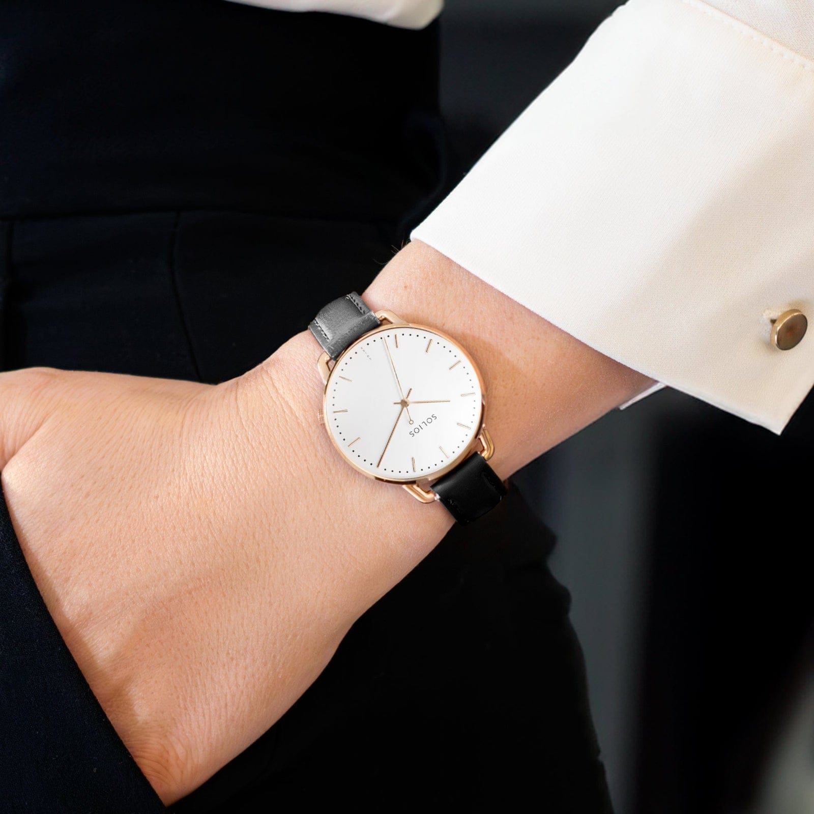 The Solar Curve Mini | White Dial - Rose Gold Case