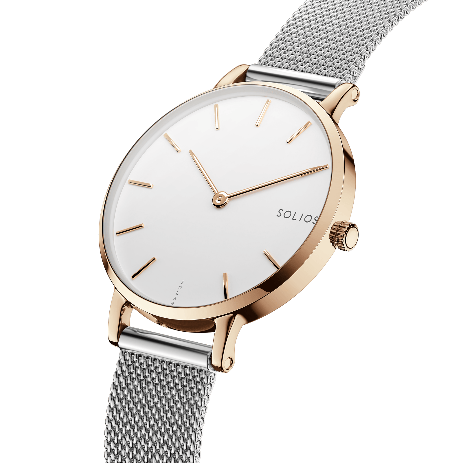 The Solar Mini | White Dial - Rose Gold Case