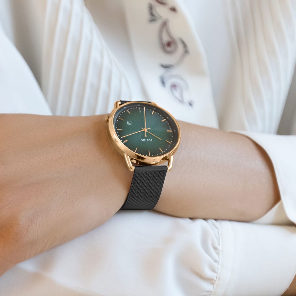The Solar Curve | Green Dial - Rose Gold Case