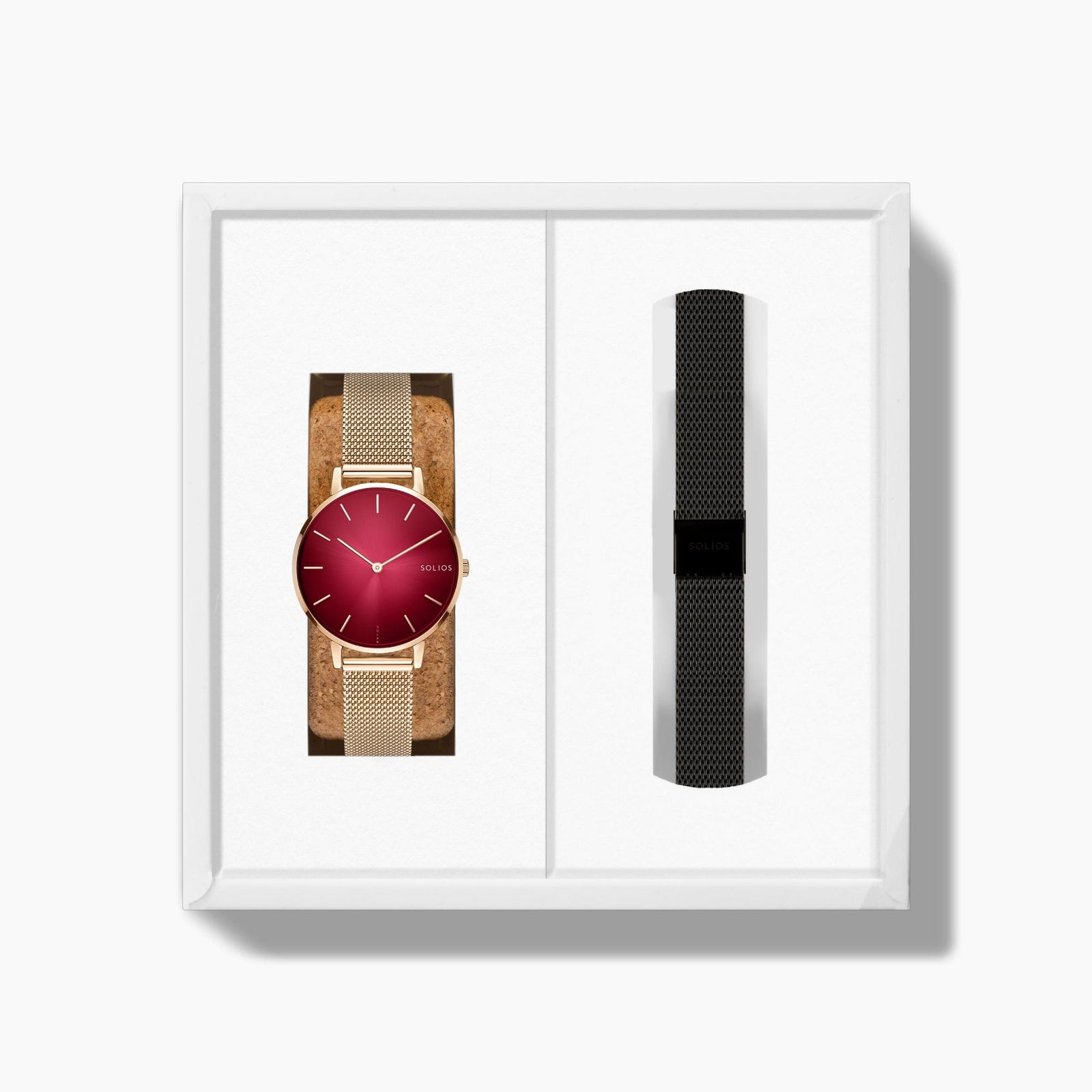The Solar Mini Bundle | Red Dial - Rose Gold Case