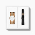 29mm / Rose Gold Mesh - Black Vegan Leather