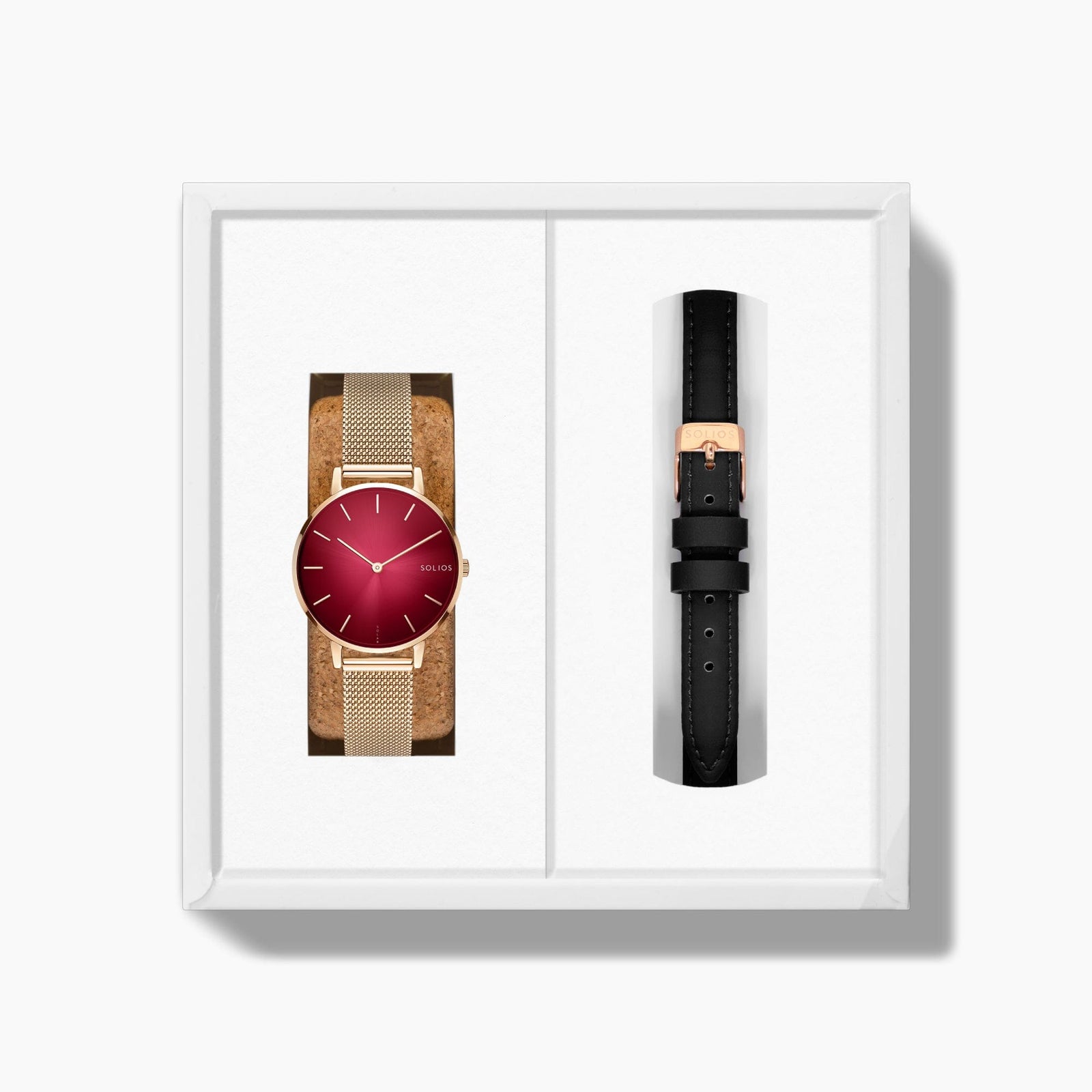 The Solar Mini Bundle | Red Dial - Rose Gold Case