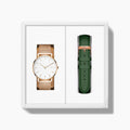 36mm / Rose Gold Mesh - Green Vegan Leather