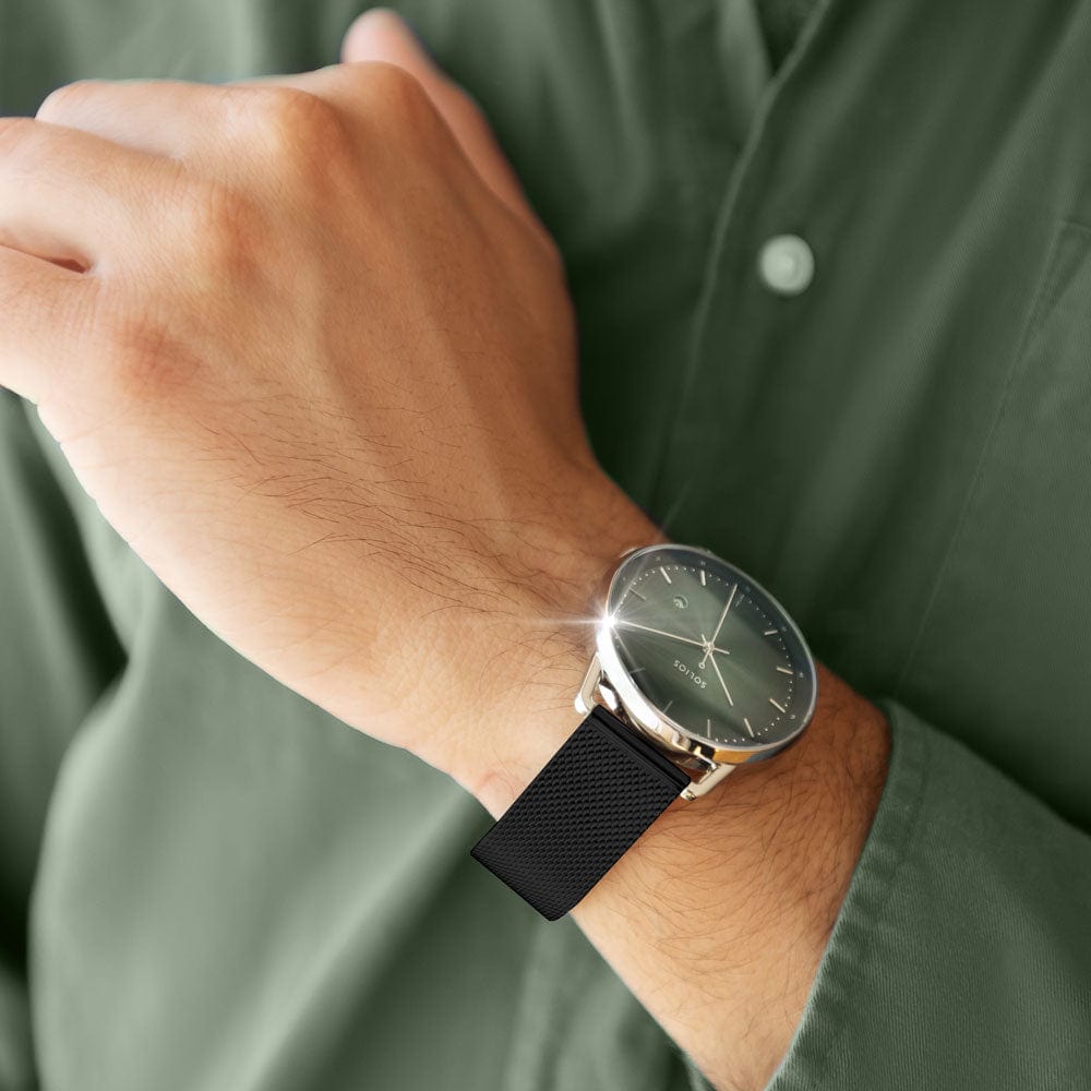 The Solar Curve | Green Dial - Silver Case