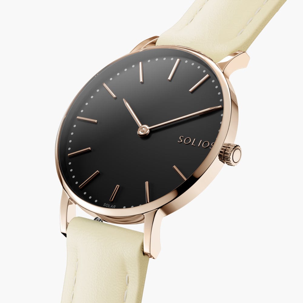 La Solar Classic | Cadran Noir - Boîtier Or Rose