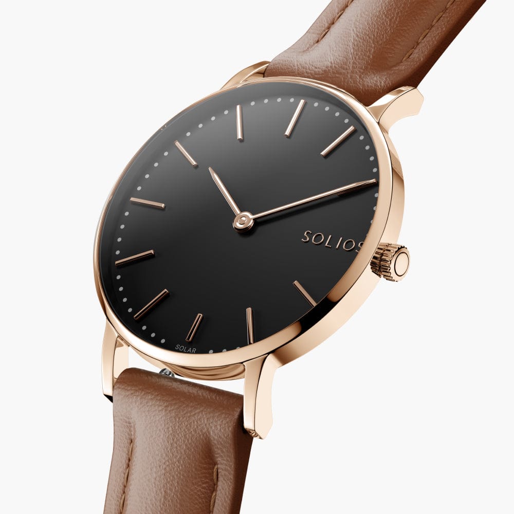 La Solar Classic | Cadran Noir - Boîtier Or Rose