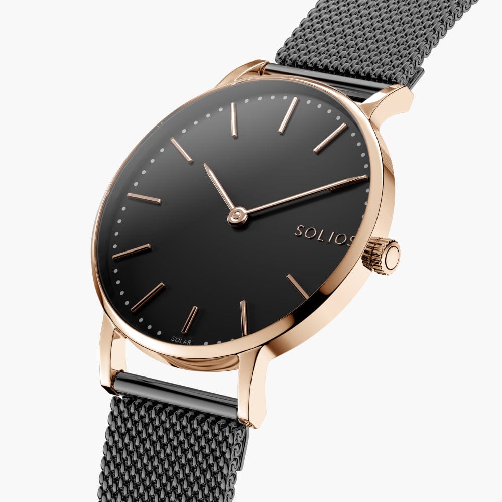 La Solar Classic | Cadran Noir - Boîtier Or Rose