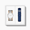 40mm / Silver Mesh - Blue Vegan Leather