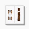 29mm / Silver Mesh - Brown Vegan Leather