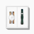 32mm / Silver Mesh - Green Vegan Leather