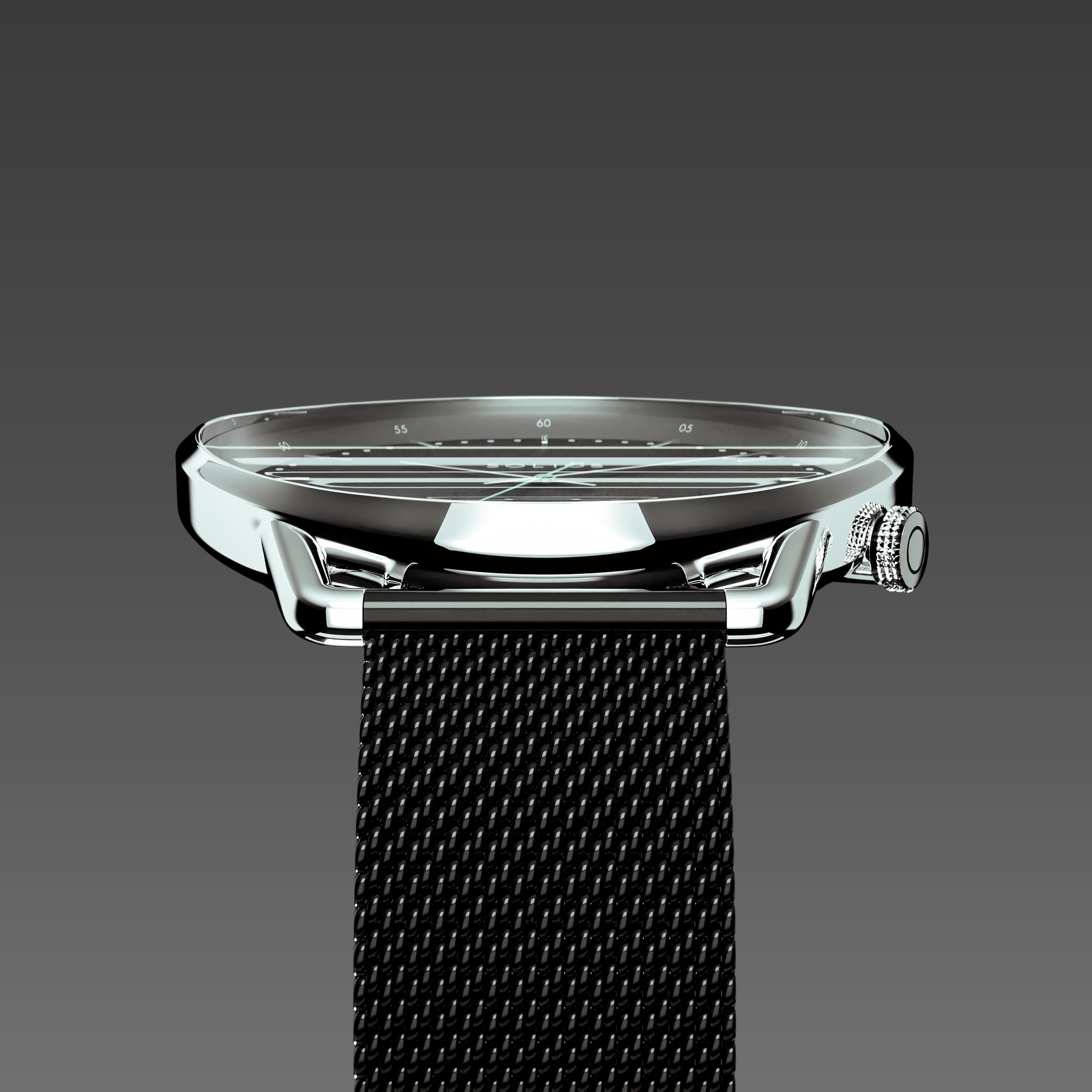 The Solar Curve | Black Dial - Silver Case