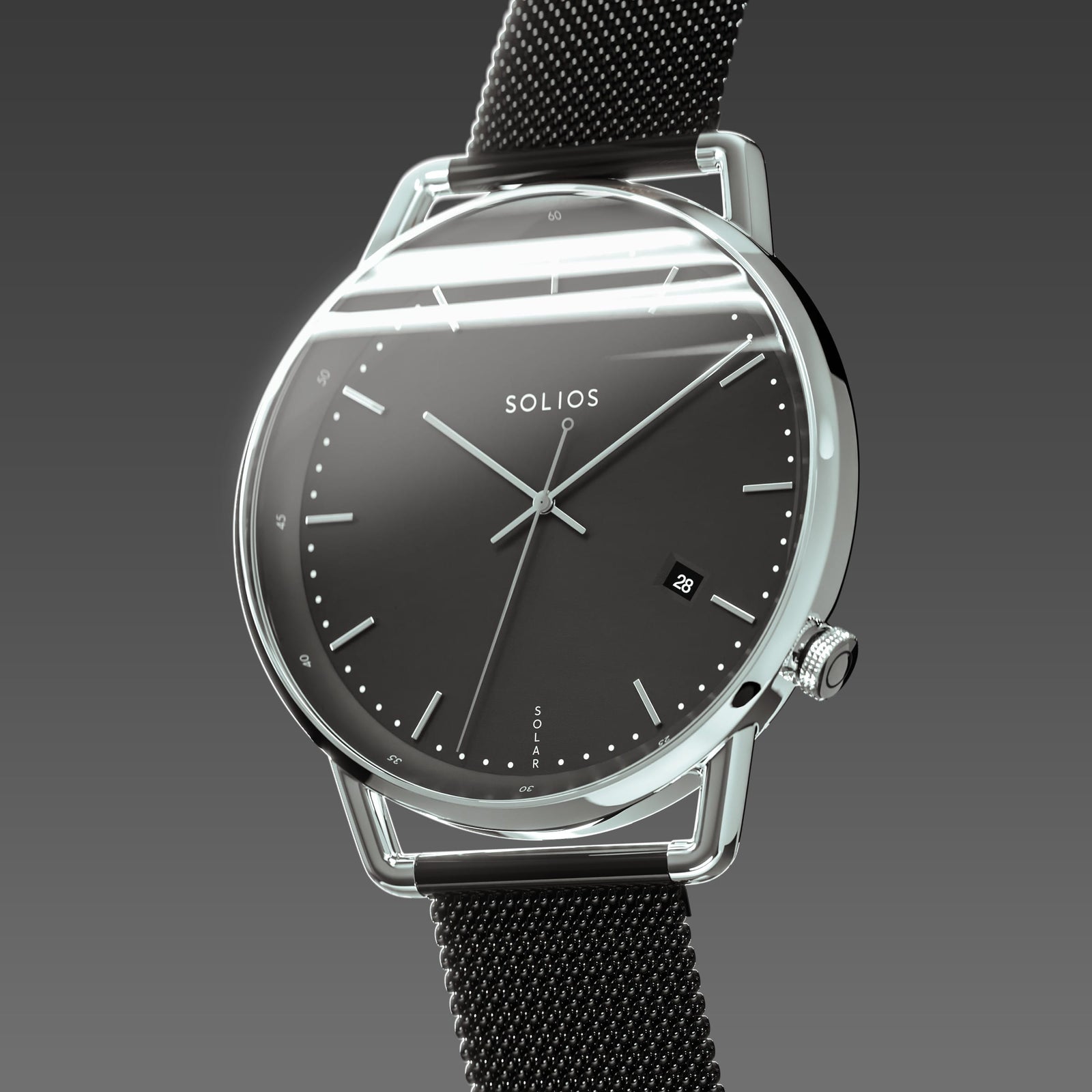 The Solar Curve | Black Dial - Silver Case
