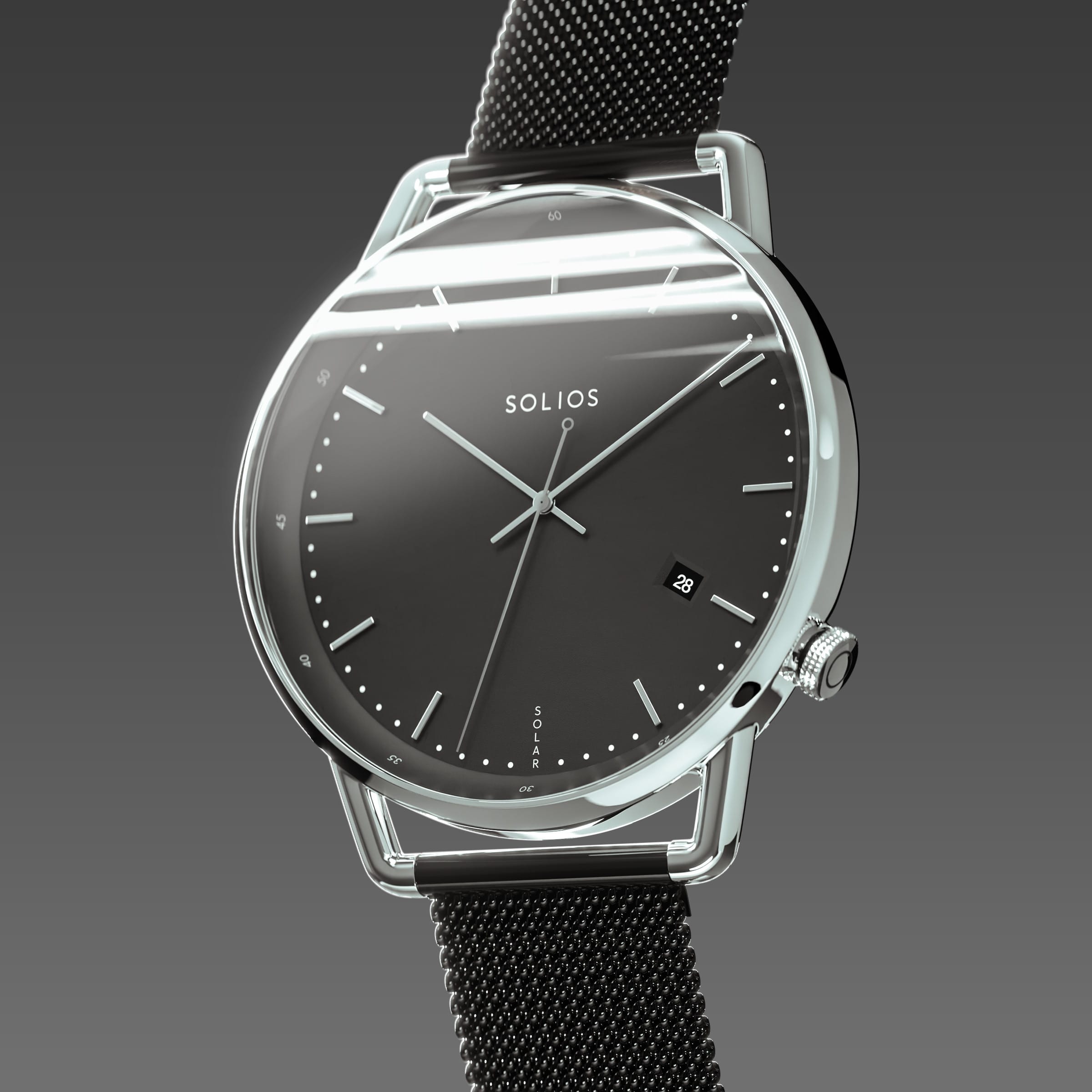 The Solar Curve | Black Dial - Silver Case