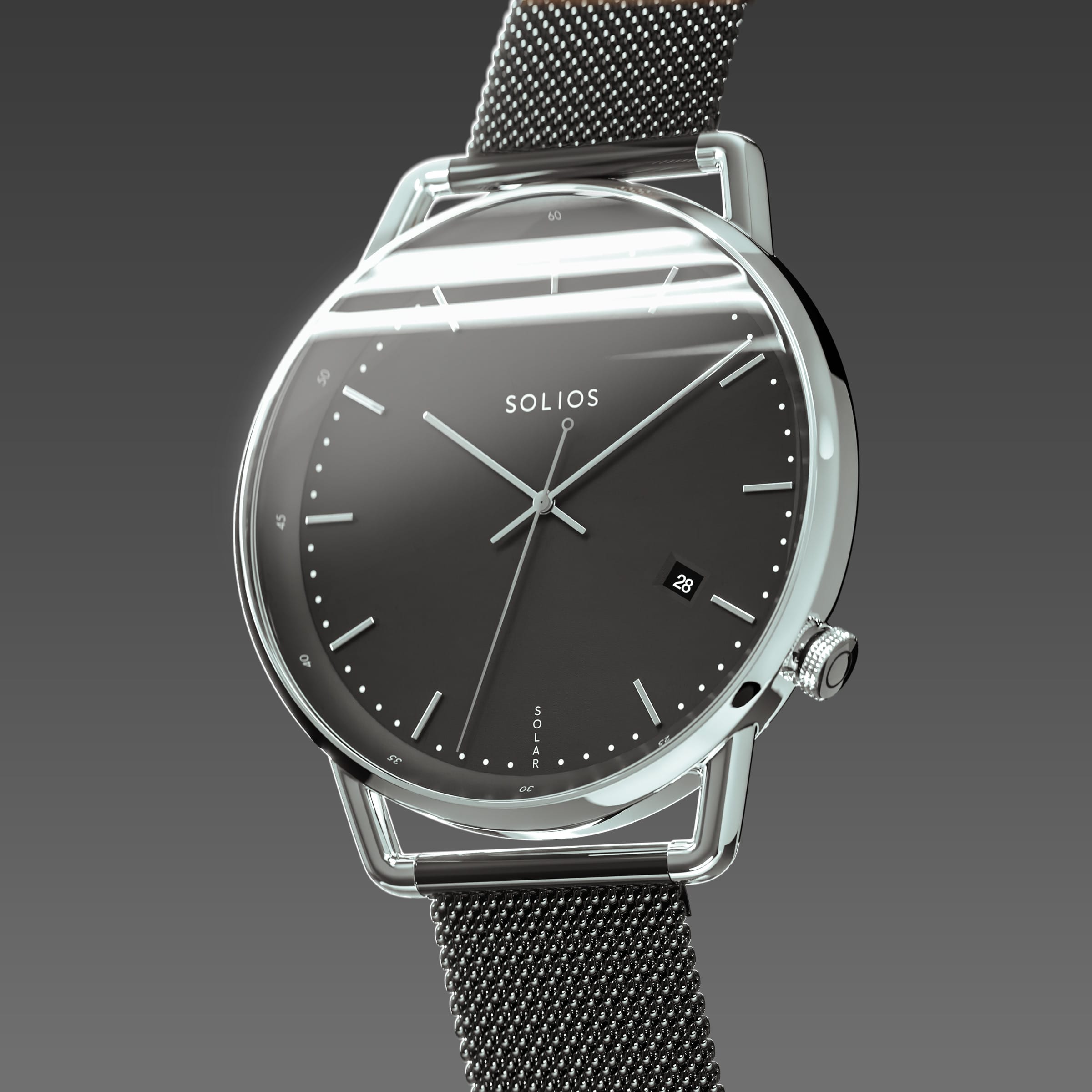 The Solar Curve | Black Dial - Silver Case