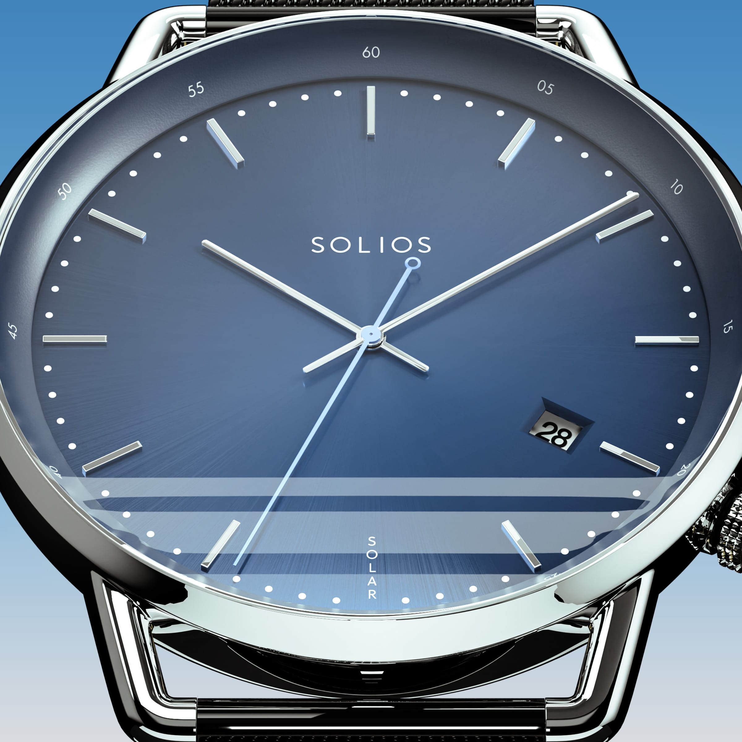 The Solar Curve | Blue Dial - Silver Case