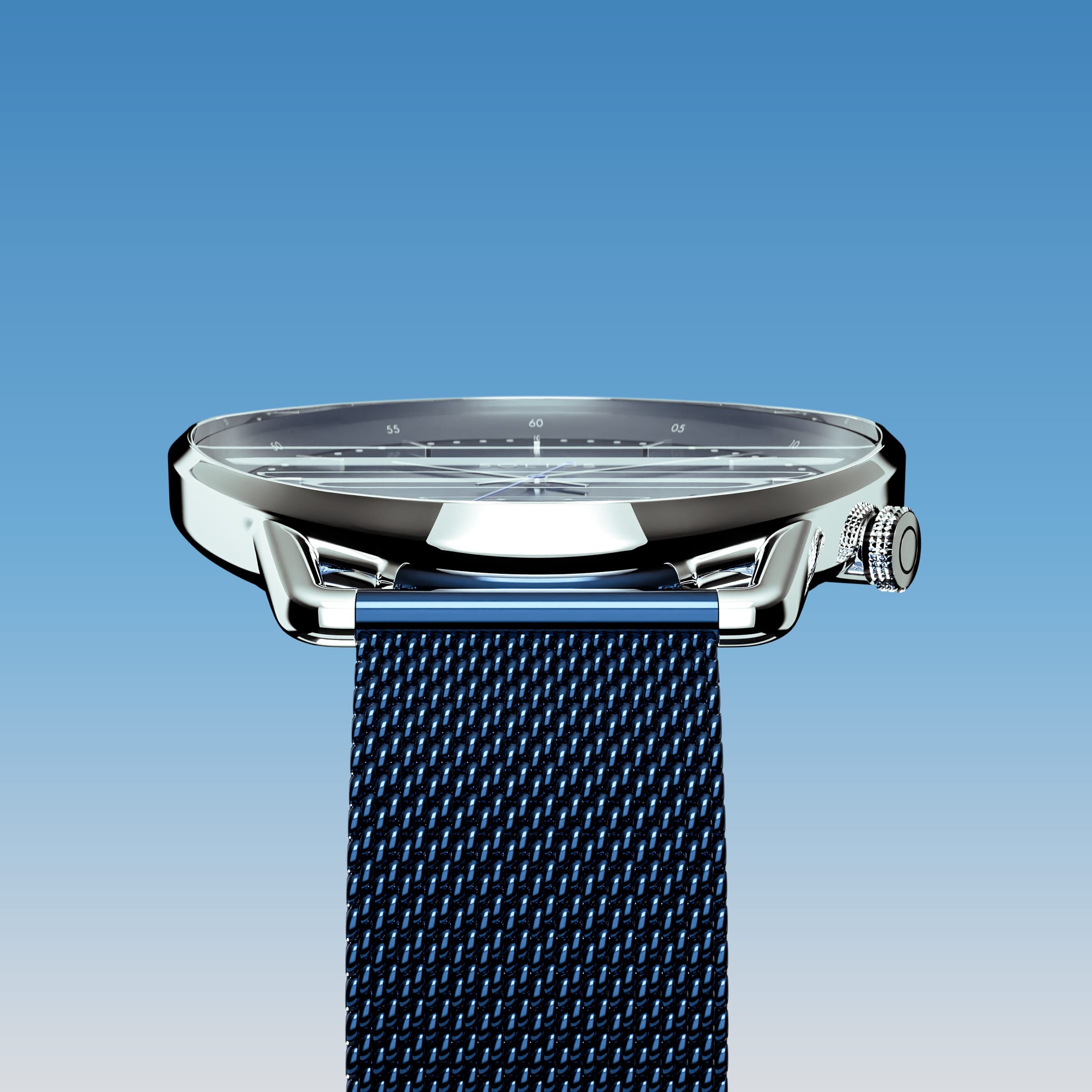 The Solar Curve | Blue Dial - Silver Case