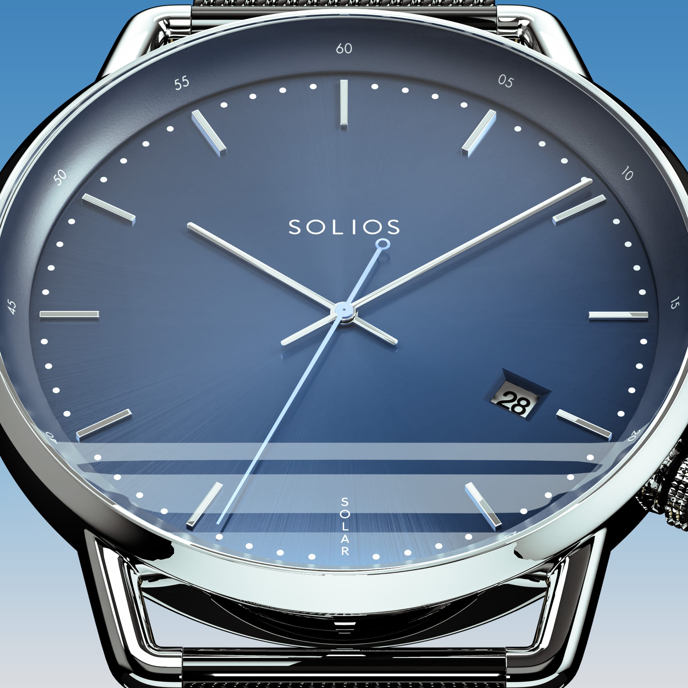 The Solar Curve | Blue Dial - Silver Case