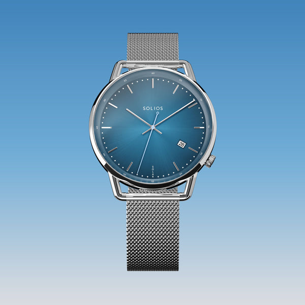 The Solar Curve | Blue Dial - Silver Case