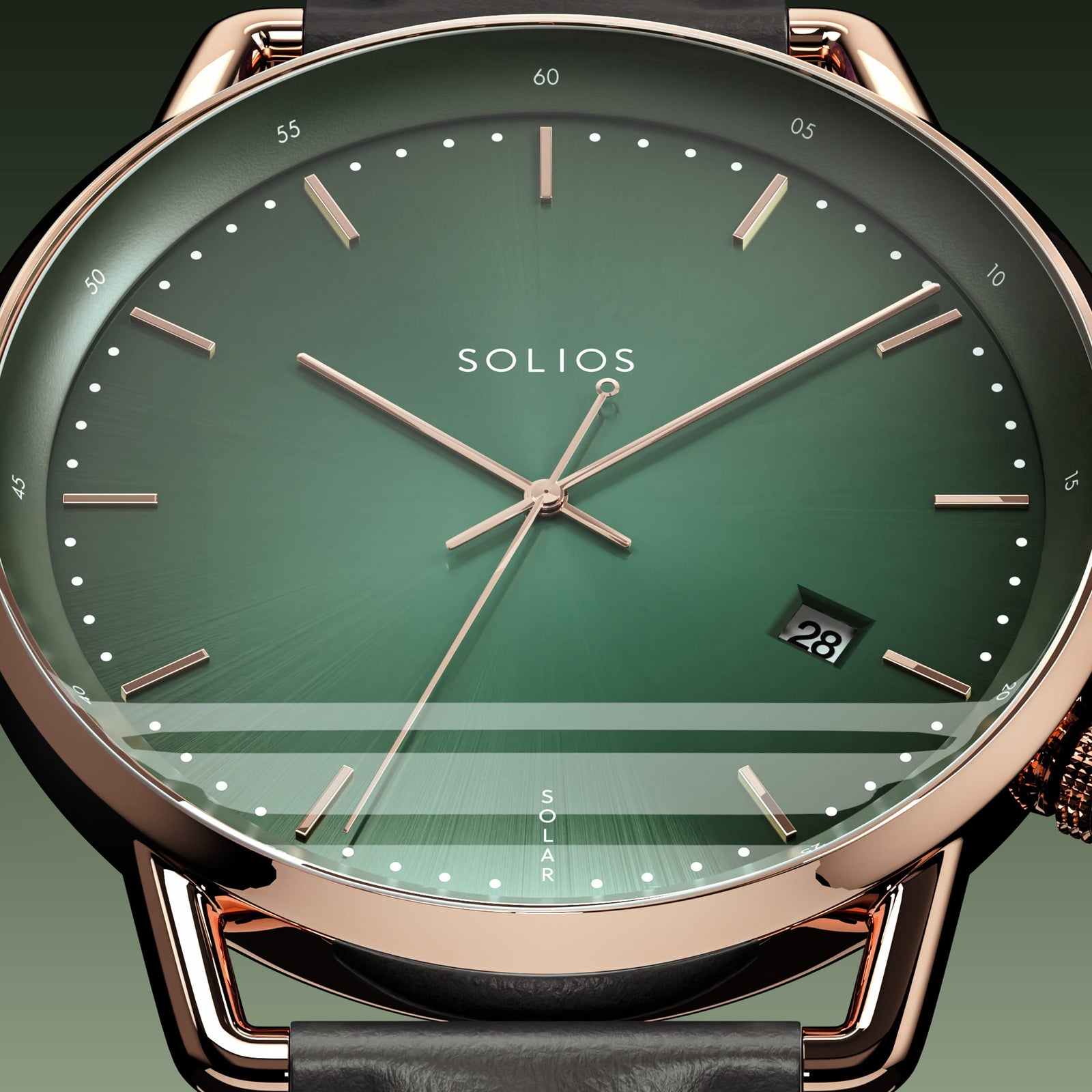 The Solar Curve | Green Dial - Rose Gold Case