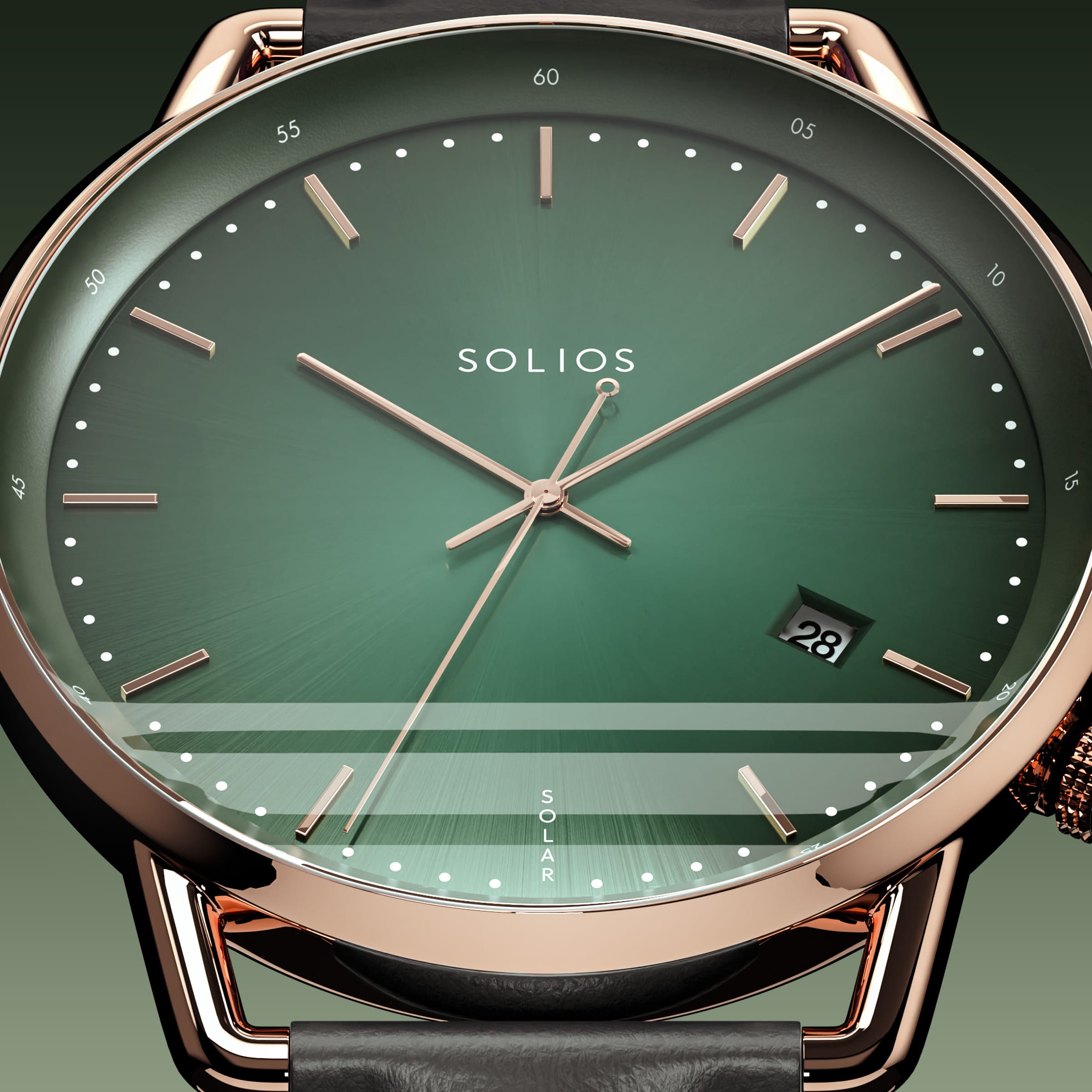 The Solar Curve | Green Dial - Rose Gold Case
