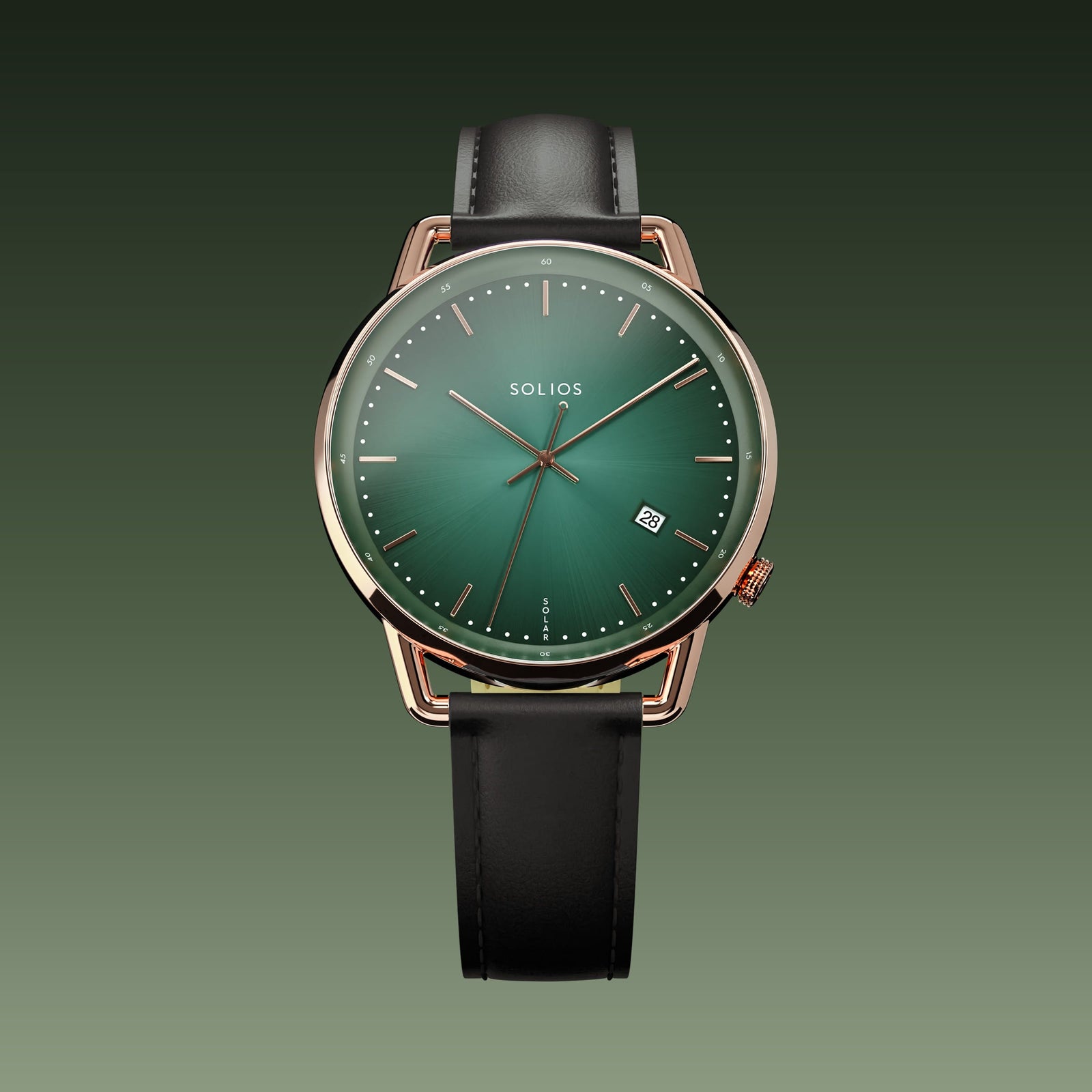 The Solar Curve | Green Dial - Rose Gold Case