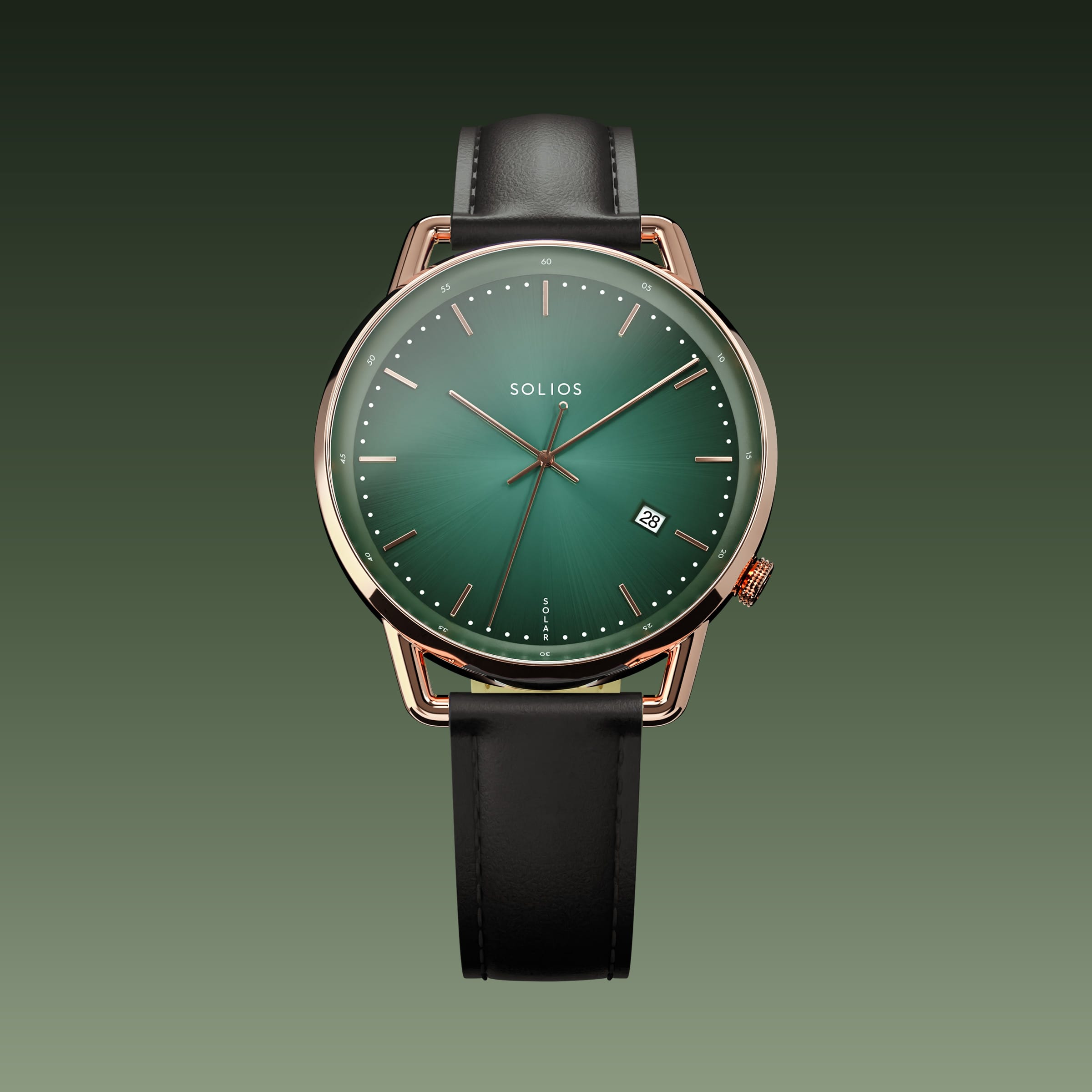 The Solar Curve | Green Dial - Rose Gold Case