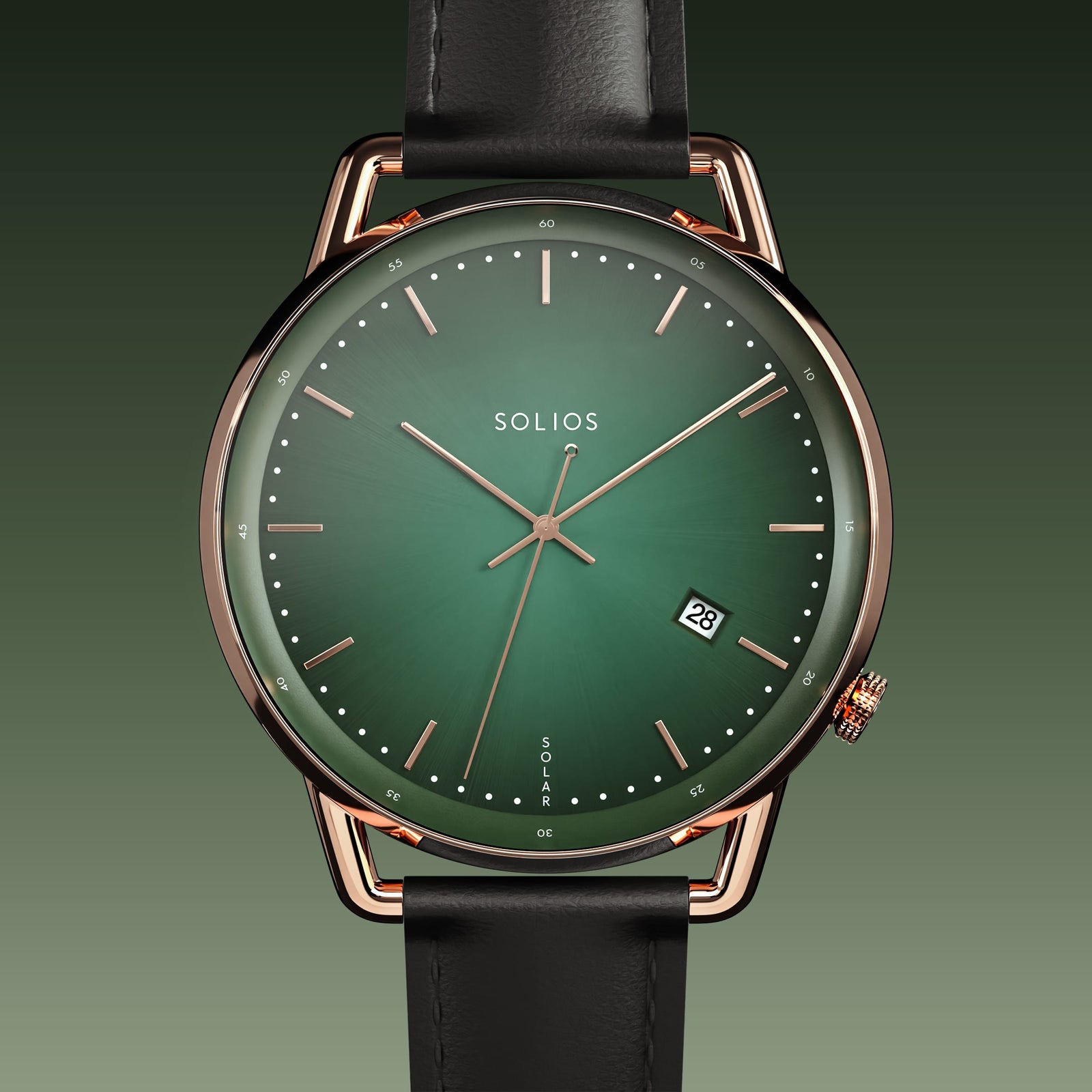 The Solar Curve | Green Dial - Rose Gold Case